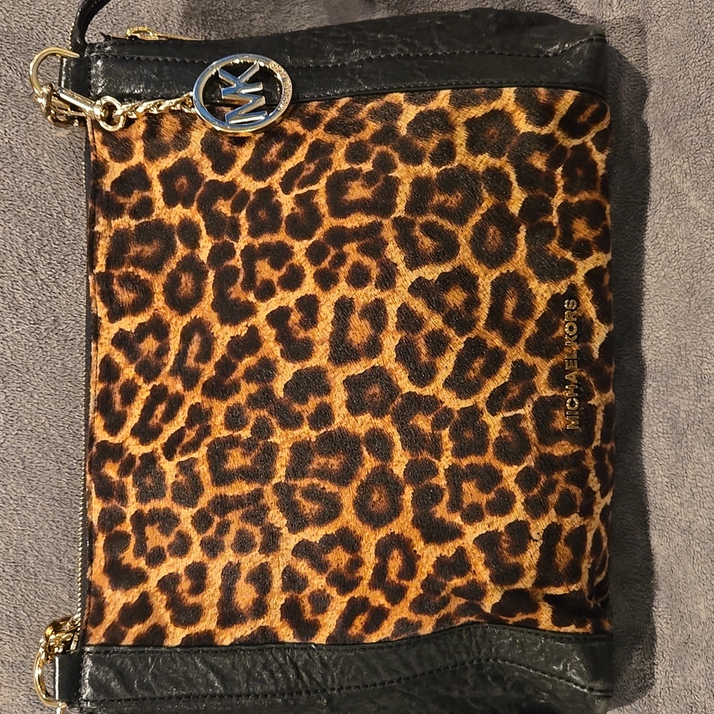 Michael Kors Calf Hair Leopard Print Shoulder Bag